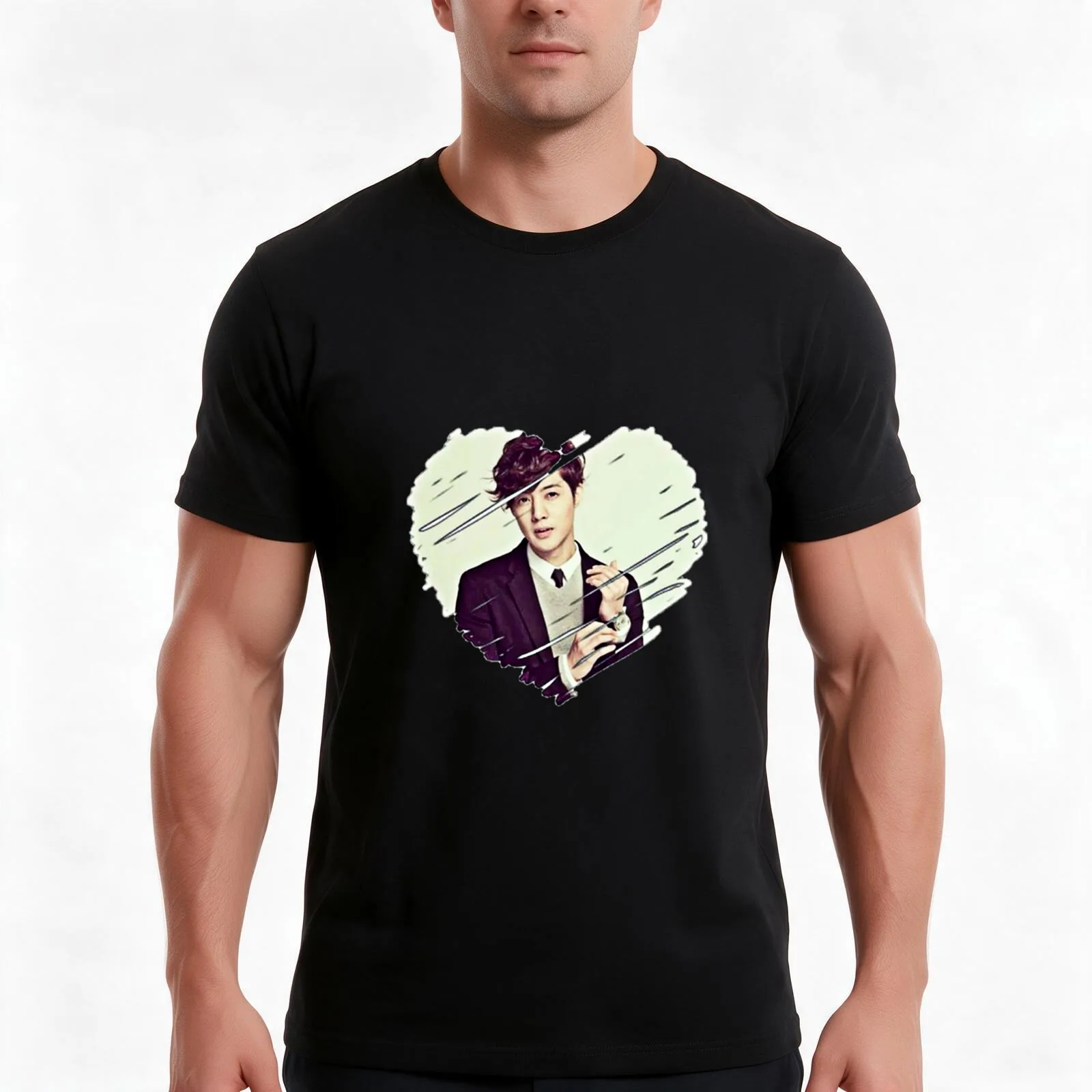 Love Kim Hyun joong T-Shirt, Summer Casual Cotton Tee, Oversized Streetwear Tops, Vintage Graphic Print, Loose Fit Short Sleeve