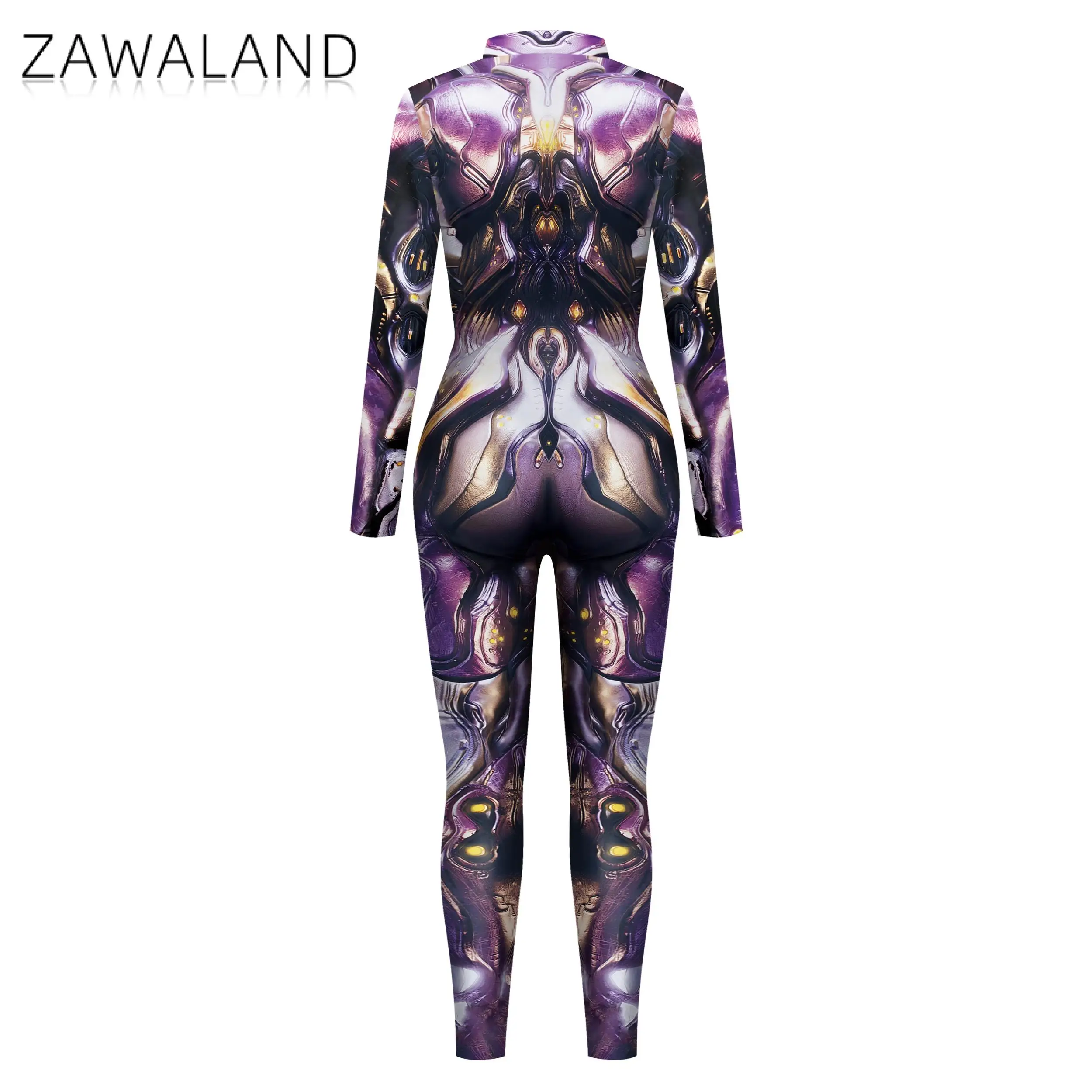 Zawaland Cosplay Robot Jumpsuit Steampunk Armor 3D Print Bodysuit Zentai Skinny Clothing Party Costume Halloween Carnival Romper