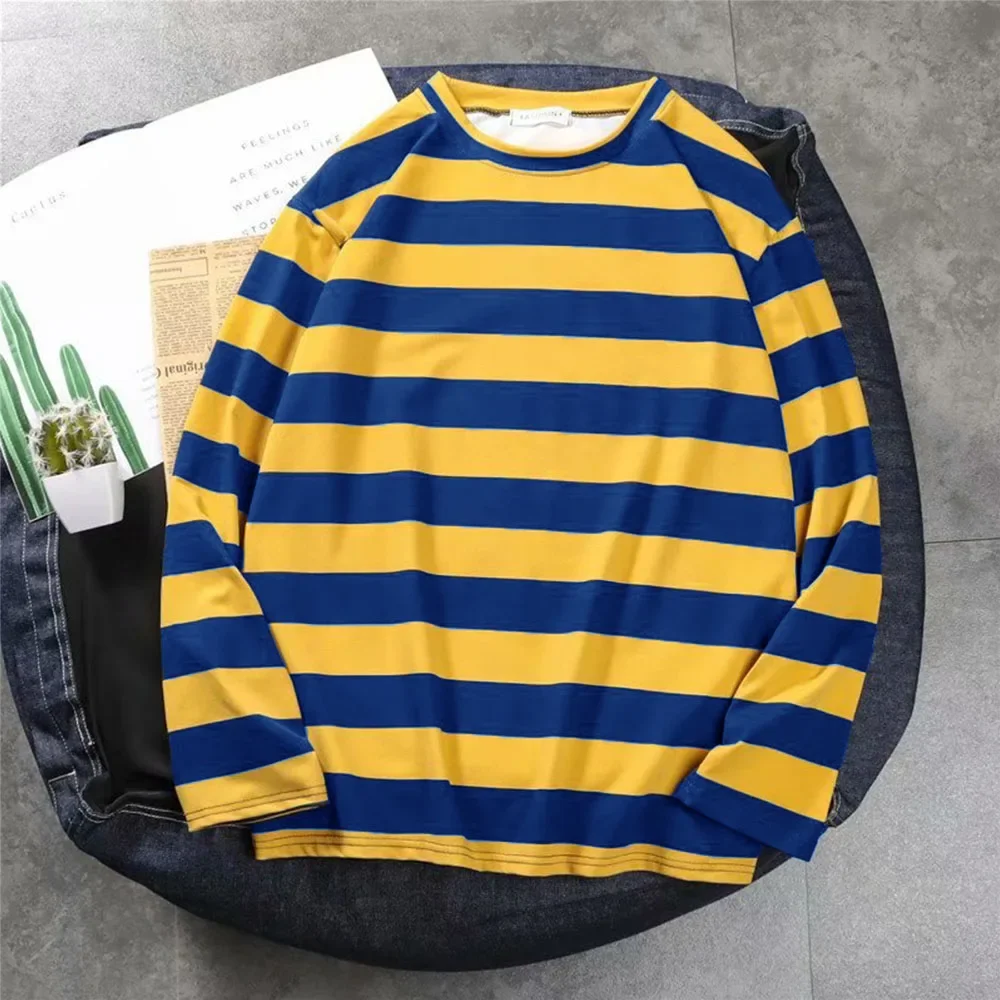 New men's fashionable casual horizontal striped nightmare long sleeved olive and red striped shirt Freddy Krueger loose clothing image 3