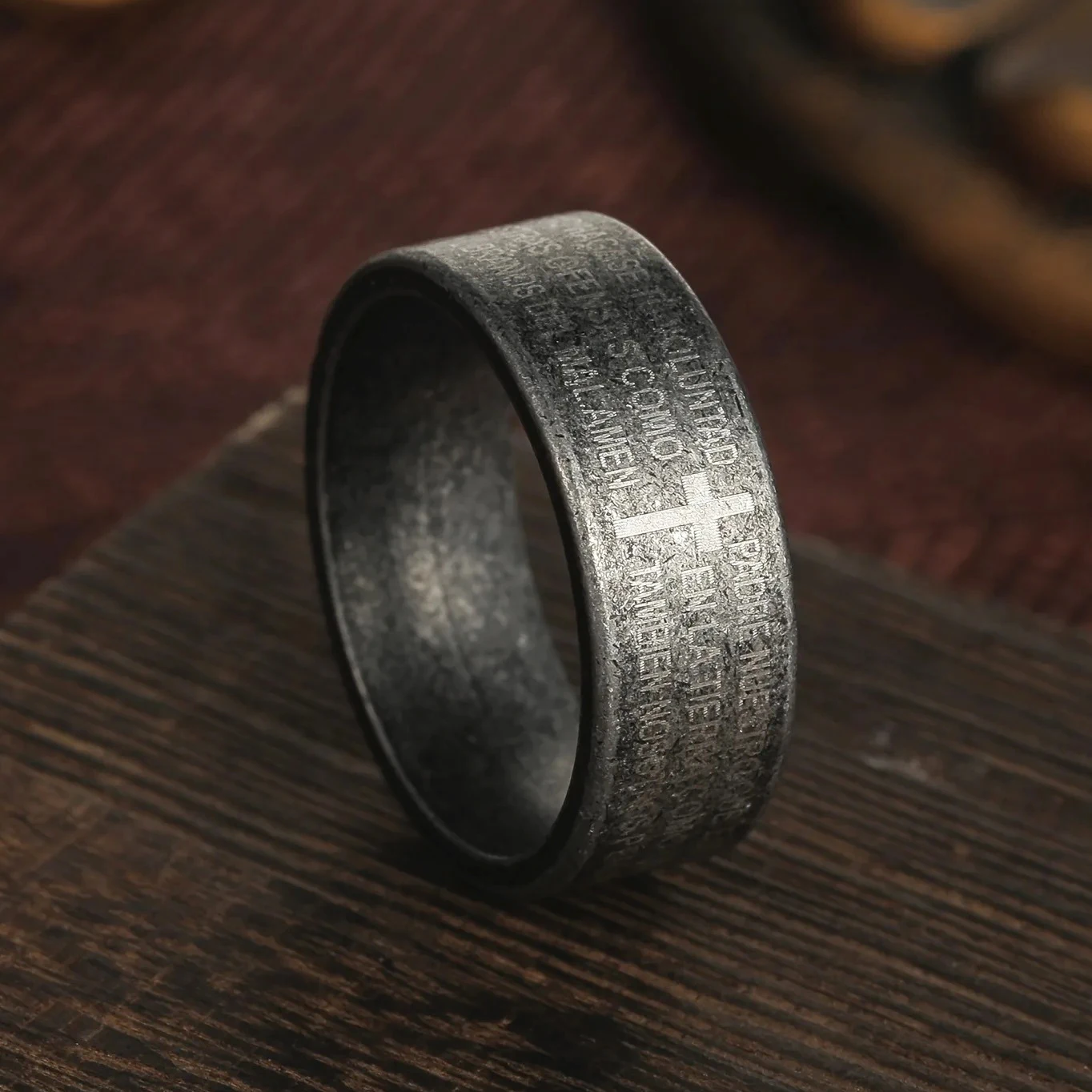Vintage Men's Stainless Steel Bible Verse Jesus Cross Rings For Men Christian Cross Religious Ring Men Amulet Jewelry Wholesale