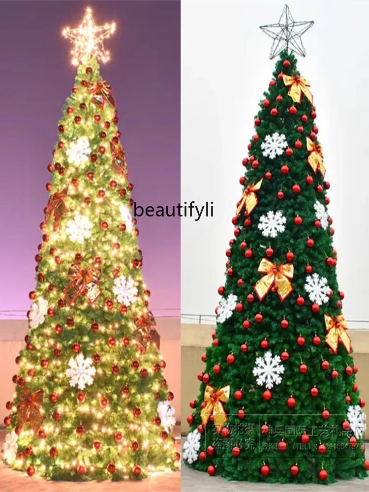 Christmas tree, large 4 m 5/6/7/8/9/10/11/12/13/14/15/16 m reinforced steel frame decorative tree