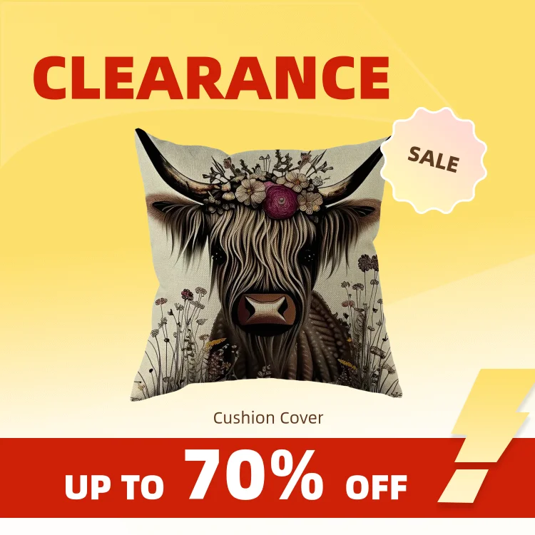 Clearance_1pc Long Haired Cow Linen Printed Pillowcase Suitable Soft Square Cushion Cover Without Pillow Core 45X45cm Two Sides_