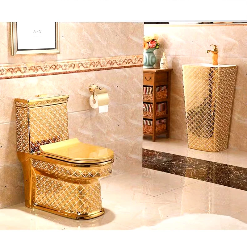 Luxurious European classic white bathroom porcelain two-piece pillar washbasin floor-standing bathroom set