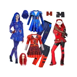 Girls The Rise of Red Costume Kid D-Descendant Mal Cosplay Evie Costums Fantasia Halloween Cloth Wig Birthday Party Fancy Dress