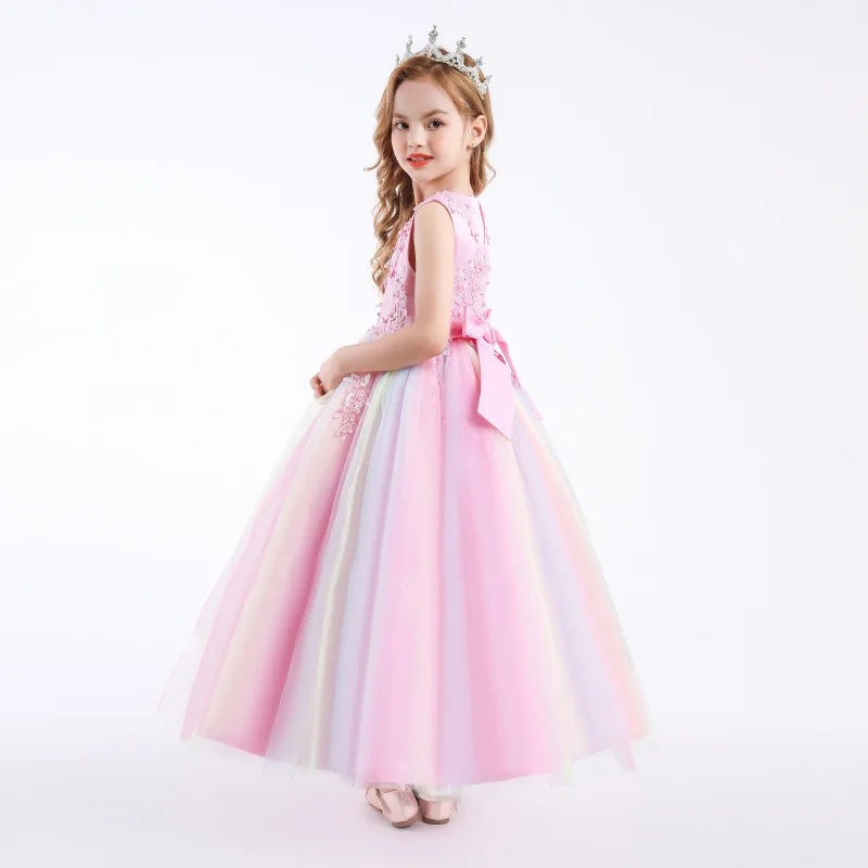 5-16 Years Girls Dresses A-line Beauty Lace Kids Gown Bow Vestidos Wedding Party 5 6 8 10 12 14 16 Years Kids Clothes OGF224448