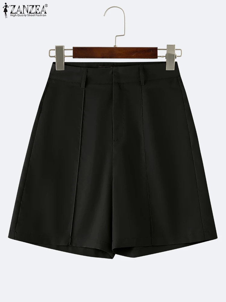 

ZANZEA 2022, элегантные женские широкие шорты, летние повседневные однотонные брюки с высокой талией, модные офисные брюки, одежда, уличная одежда
