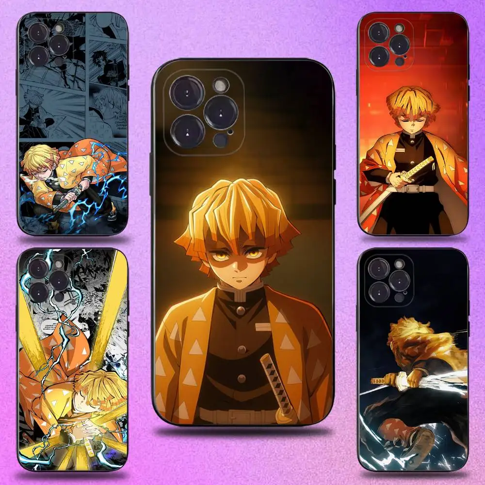 

Agatsuma Zenitsu Anime Phone Case For iPhone 17,16,15,14,13,12,Pro,Max,Plus,E,SE4,Air,Mini Black Soft Cover