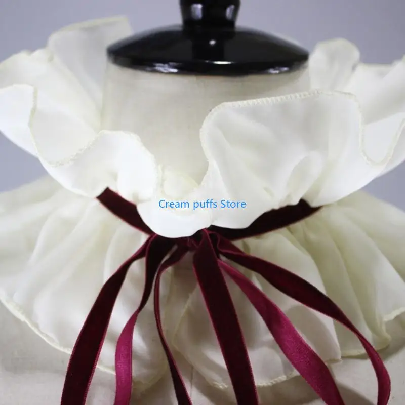 50le Mulheres Renascença Ruffle Collar Neck Ruff Cosplay Vintage Cheker Shawl