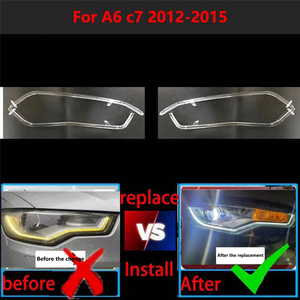 For Audi A6 C7 2013-2015 Car DRL Guide Plate Daytime Running Light Tube Car Daytime Running Light Strip