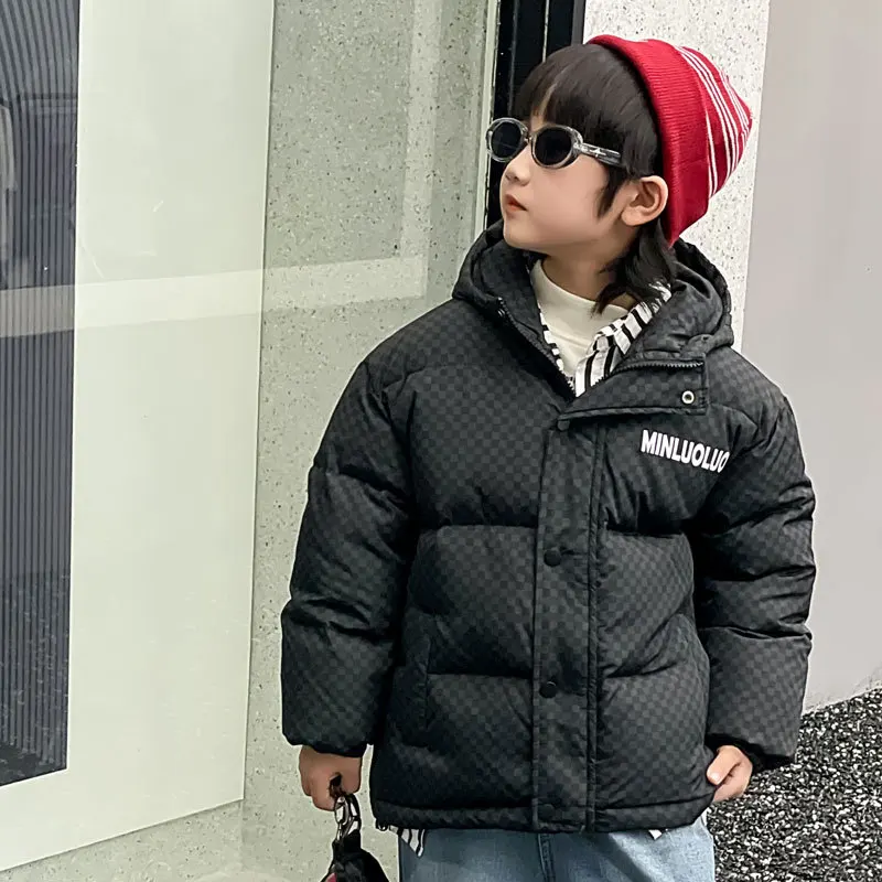 

2023 New Children's White Duck Down Down Jacket Winter Foreign Style Solid Color Letter Hooded Fashion Jacket