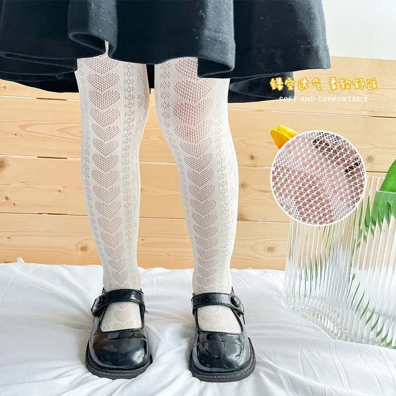 Children Girl Tights Ins Simplicity Heart Wheat Style Pantyhose for Baby Girl Summer Thin Breathable Kids Dance Stocking Sock