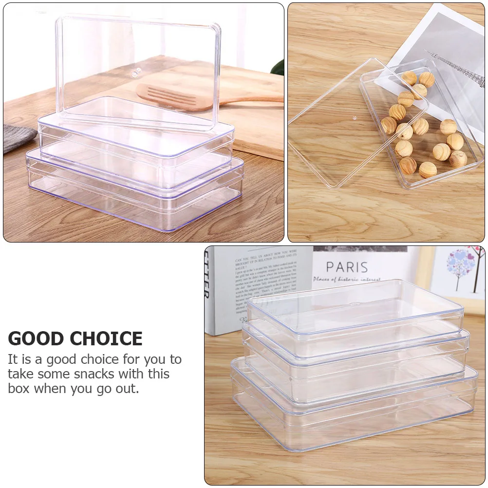 

3pcs Plastic Storage Transparent Leak-Proof Food Container Snack Cake Candy Takeaway Cupcake Case Lightweight Bpa-Free For Party