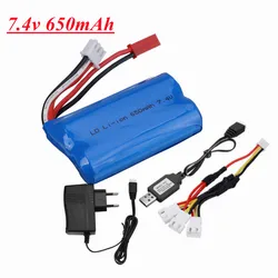 7.4V 650mah 14500 Li-ion battery For FT007 RC Boats Toys Speedboat For Syma F1 FX059 RC aircraft 2s 7.4v Rechargeable Battery