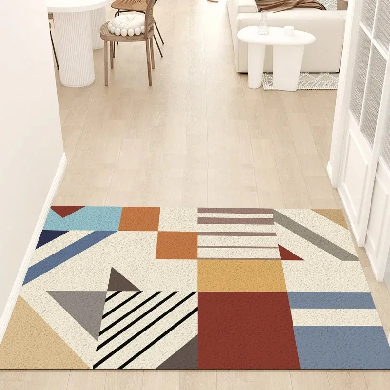 Geometric Pattern Entrance Mat Wear Resistant Silk Ring Entry Door Mats Welcome Rug Dirt Scraper Foyer Doormat Home Decoration