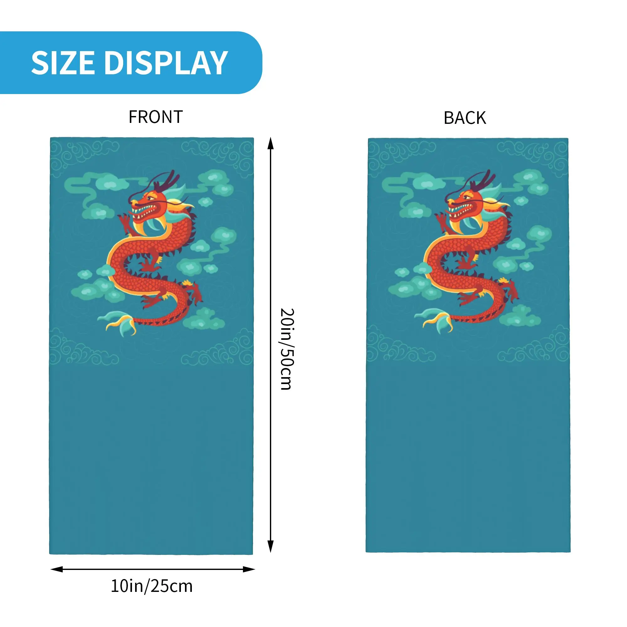 Custom Tradition Asian Dragon Mythology Bandana NeckWindproof Face Scarf Cover Women Men Chinese Legendary Creature Headwear、