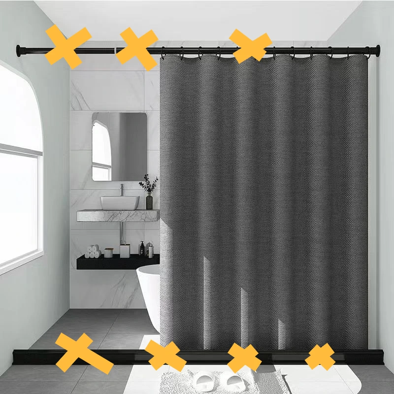 

High grade imitation linen fabric shower curtain with thickened hanging waterproof, simple and elegant ， free of hooks