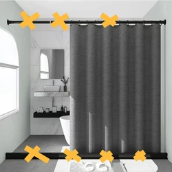 High grade imitation linen fabric shower curtain with thickened hanging waterproof, simple and elegant ， free of hooks