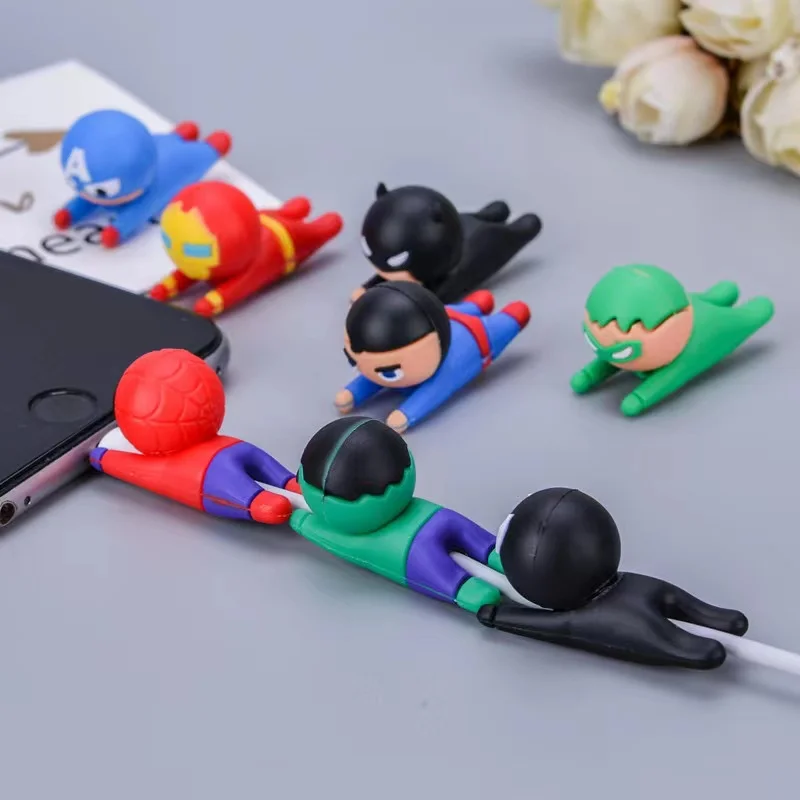 Spidermans Disney Protective Cover PVC Data Cable Anime Cartoon Hulks Captain Americas Iron-Mans Cute Style Children Toys Gifts