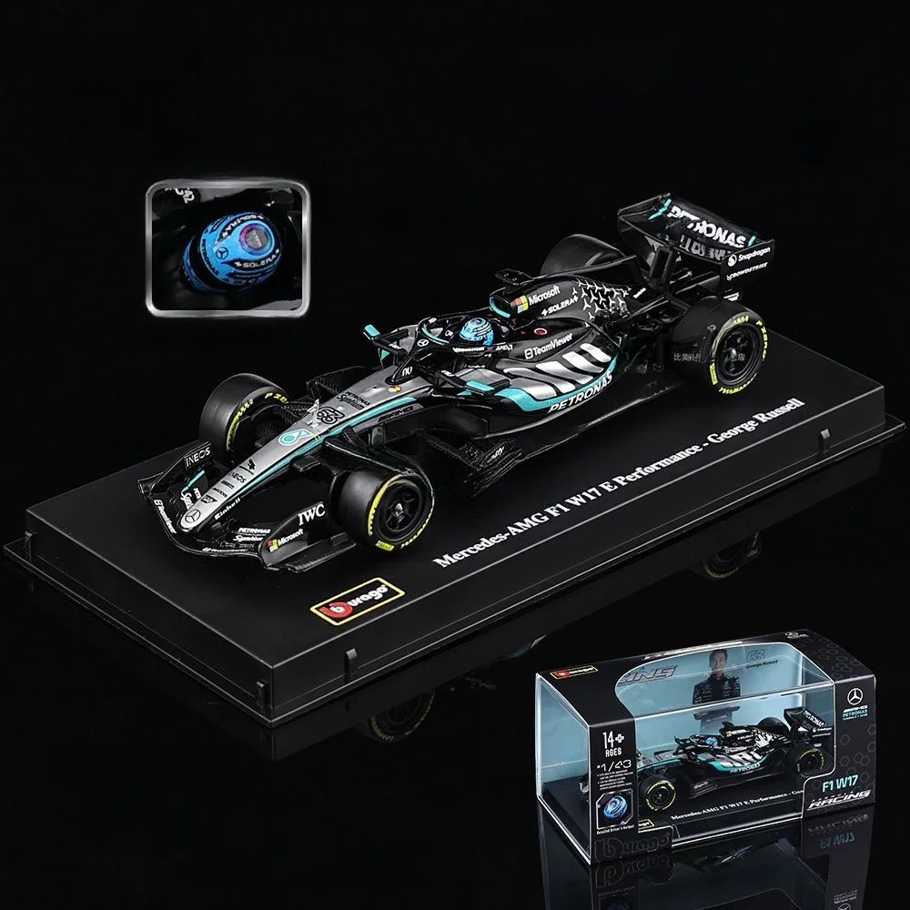  SF26 Racing Car Model Alloy Simulation  Mercedes W17 143 Scale Diecast Vehicle Burago Collectible Toy