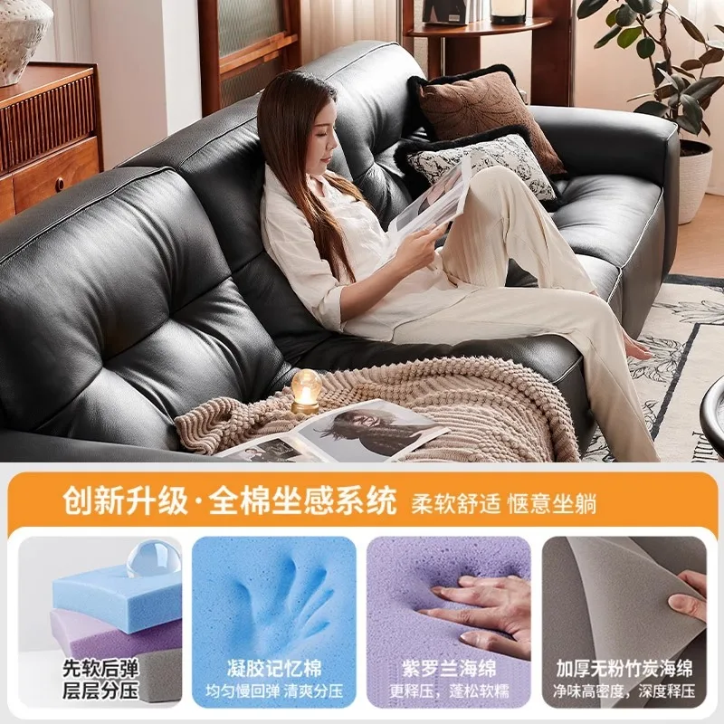 

Черный диван King Kong для гостиной, прямой ряд, античный ретро, большой черный кожаный диван из коровьих тофу