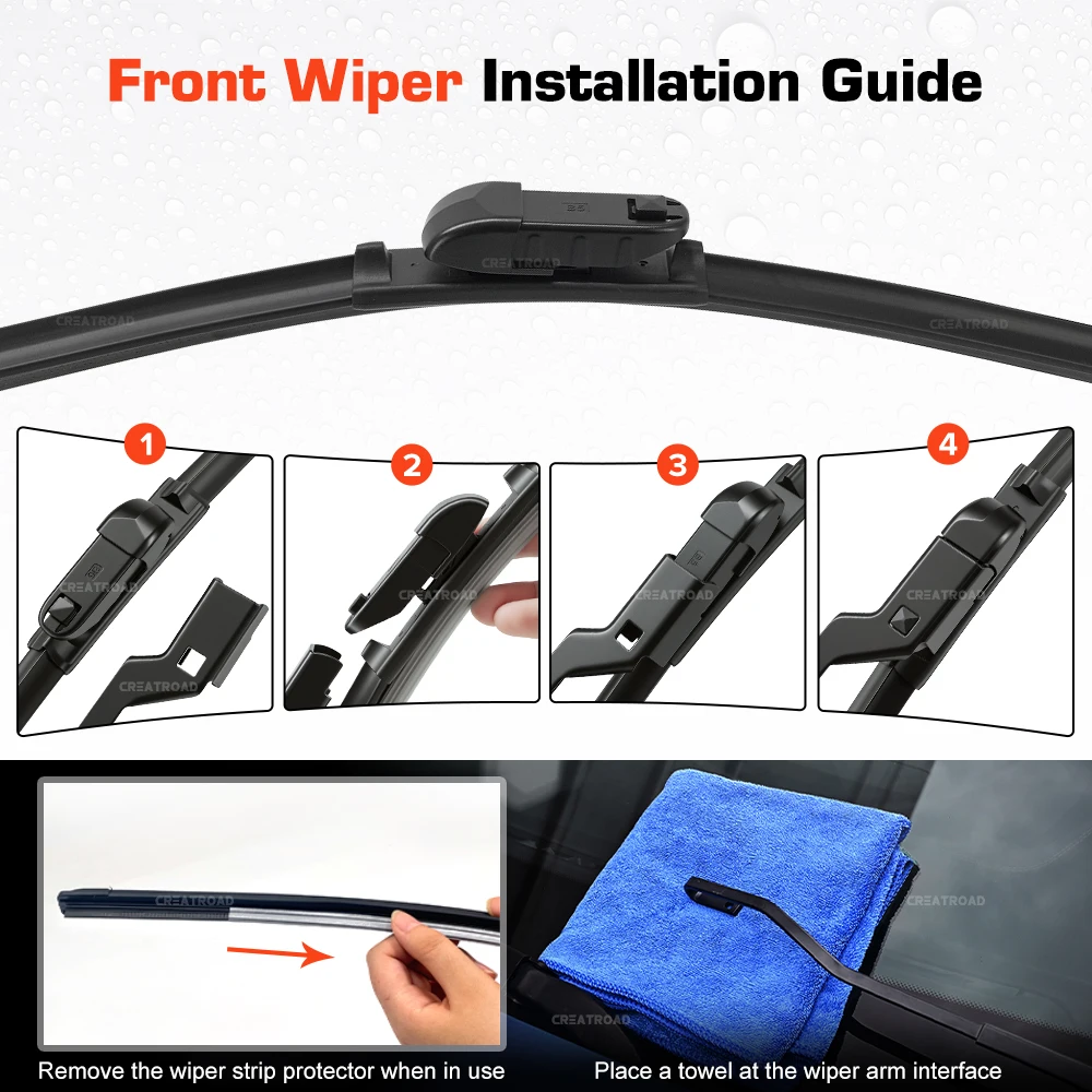 

Silicone Wiper Blades Fit For Citroen Berlingo B9 2008-2017 Coated Silent HD Wear-Resistant Windshield Wipers 26"+16"+14"