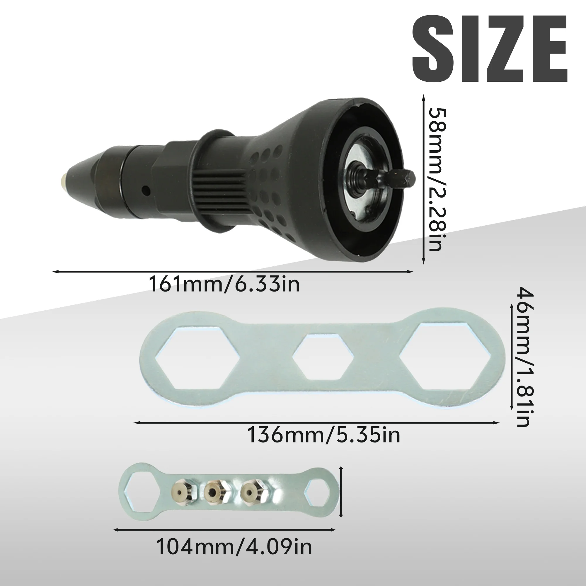 Black Electric Rivet Nut Gun Drill Adapter for Cordless Riveting Tool Insert Nut Adaptor Drill Adapter