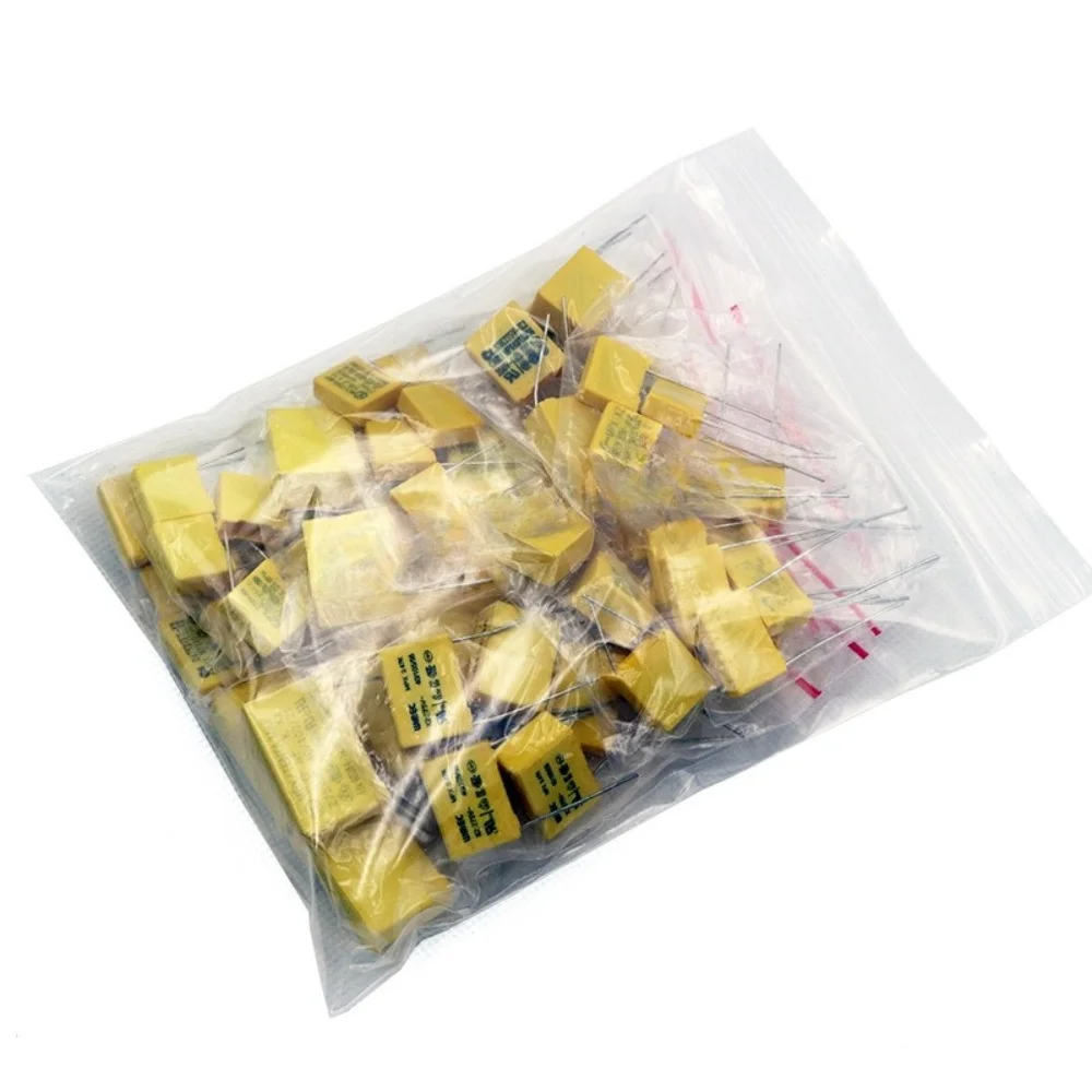 50pcs X2 Safety Capacitor Kit 275VAC 102K-105K 10 Values X 5pcs Metallized Film
