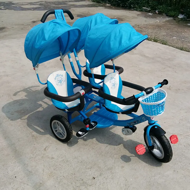 Triple baby stroller with umbrella, three baby tricycle, three seats baby carriage