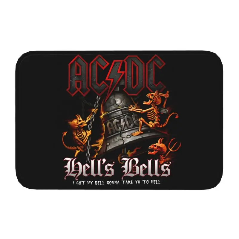 Hells Bells AC DC Front Door Floor Entrance Mat Outdoor Vintage Rock Bath Kitchen Doormat Garden Carpet Rug