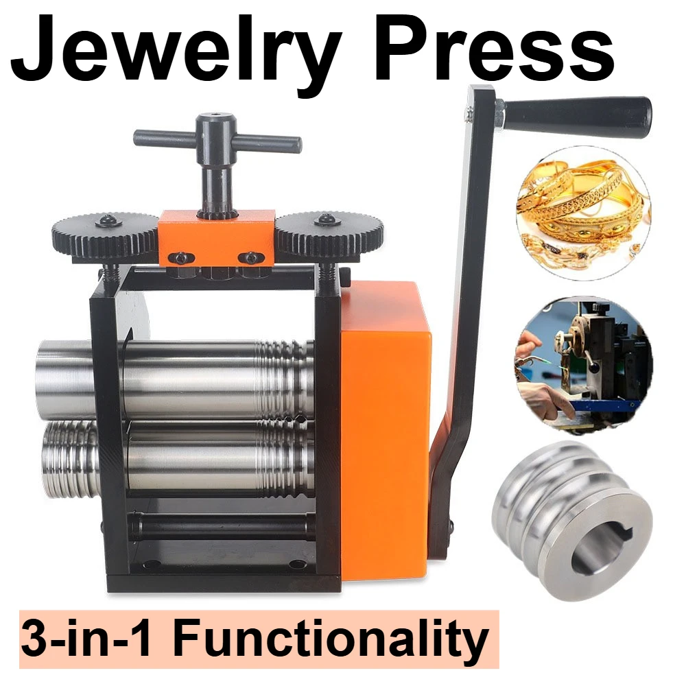 

Пресс для ювелирных изделий Функциональность 3-в-1, передаточное число 1:2 Идеально подходит для изготовления металлических ювелирных листов, квадратов, проводов и полукруг