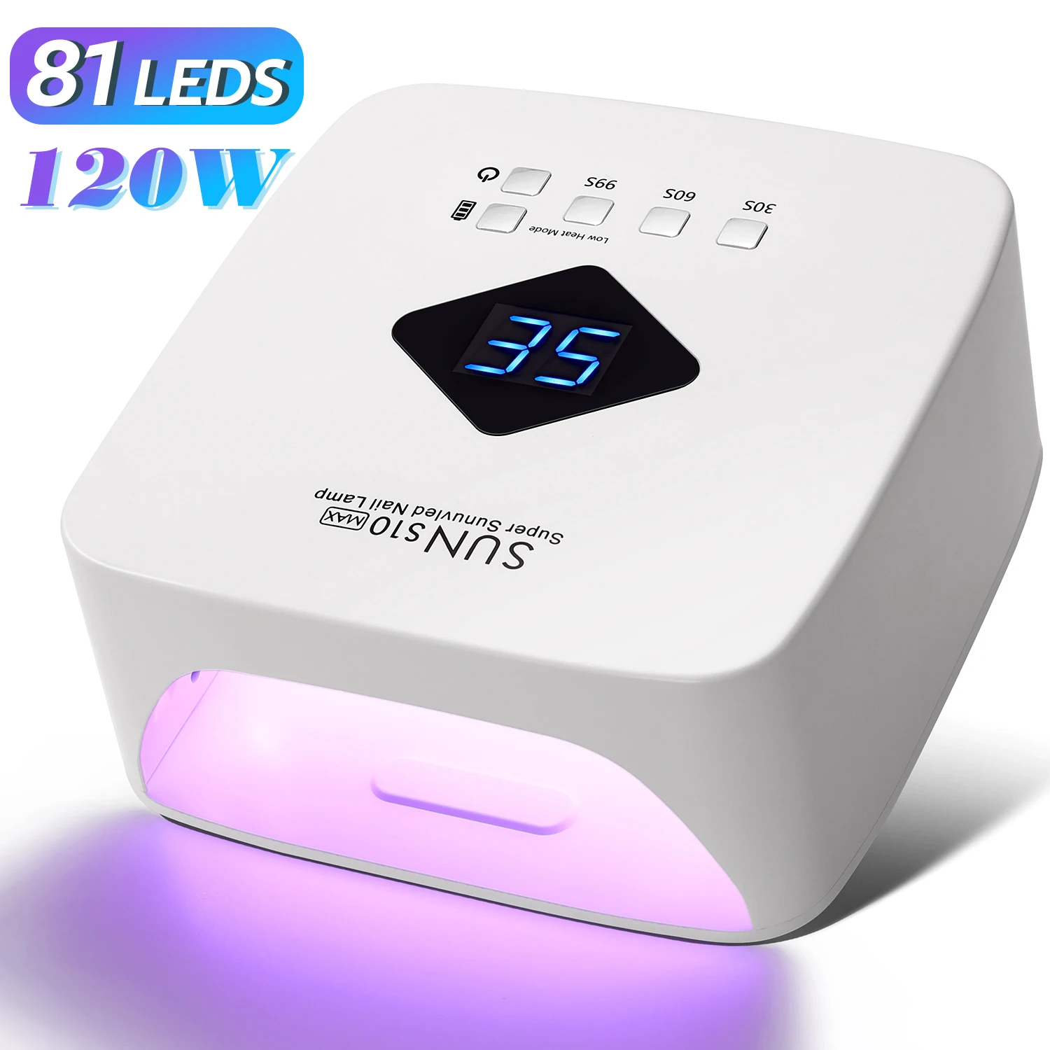 

120W UV LED Nail Lamp Professional 30 LEDs Nail Dryer with 3 Timer Settings Rechargeable Manicure Lamp for Curing All Nails Gel