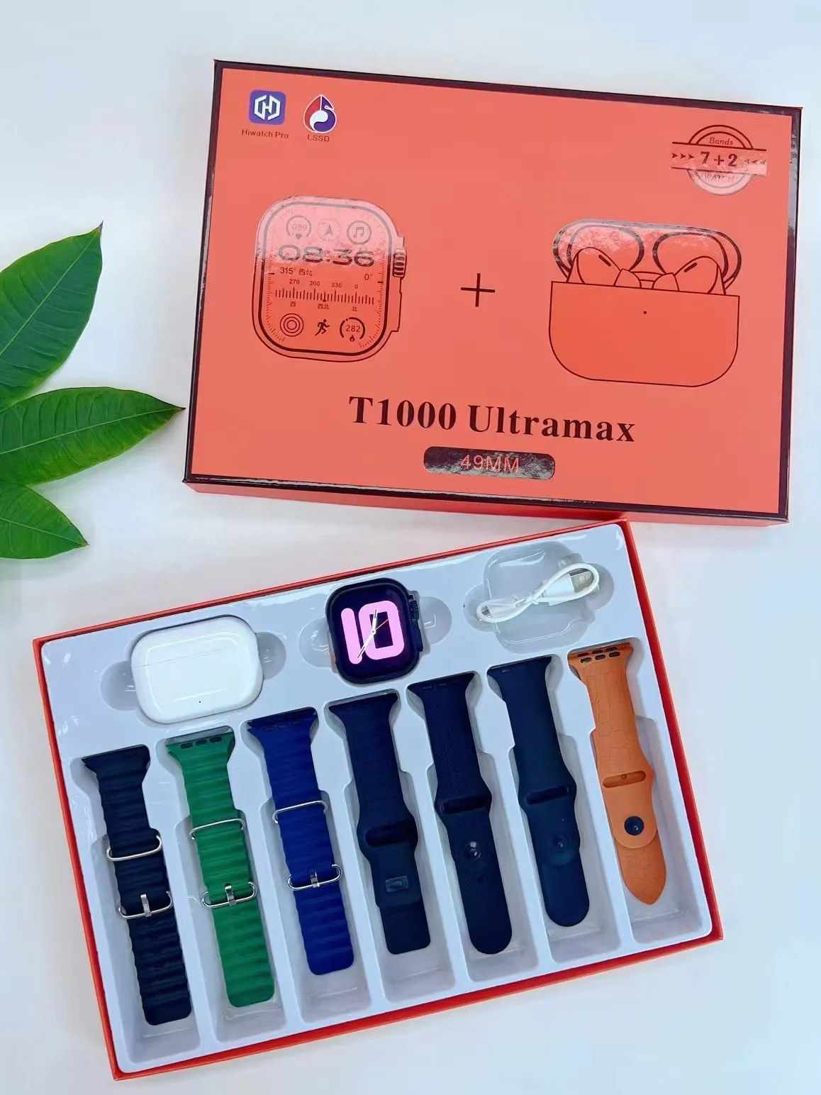 

T1000ultramax Earbus Watch10 Series GPS Earphone Smart Watch Men Always On Display Heart Rate Monitor BT Calls Women Waterproof