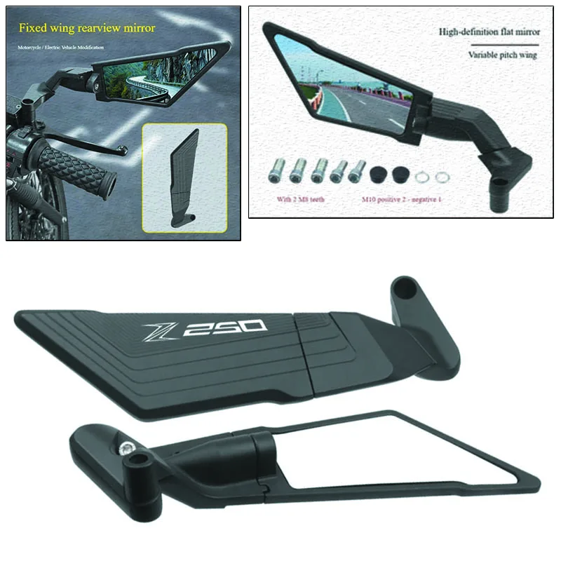 Adjustable Invisible Wing Mirror for Kawasaki Z250 Motorcycle Rearview Fixed Wing Motorcycle Mirror