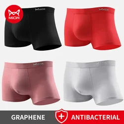 MiiOW 4Pcs Cotton Men's Panties Breathable U Convex Bag Crotch Underpants Graphene Antibacterial Men Underwear Man Boxers Briefs