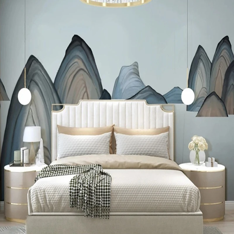 

Customized Abstract Mountain Mural Wallpaper - Hand-Painted Wall Art for Living Room TV Sofa Background Home Decor Wall Papers
