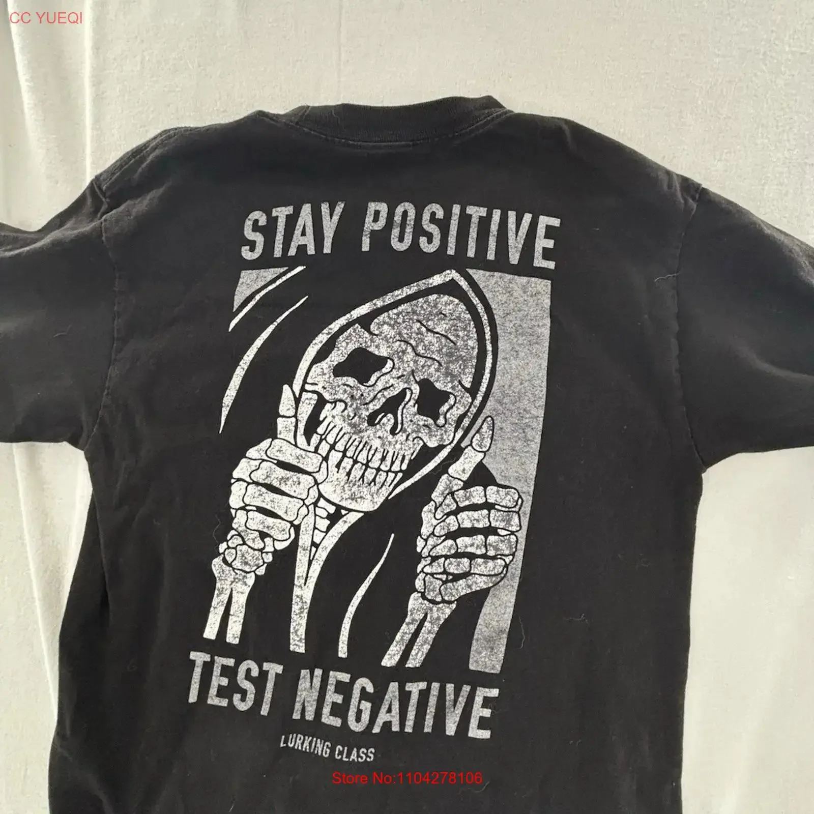 Lurking Class Stay Postive Test Negative T Shirt Medium vintage Washed homme Stylish Versatile Slightly Unisex Casual