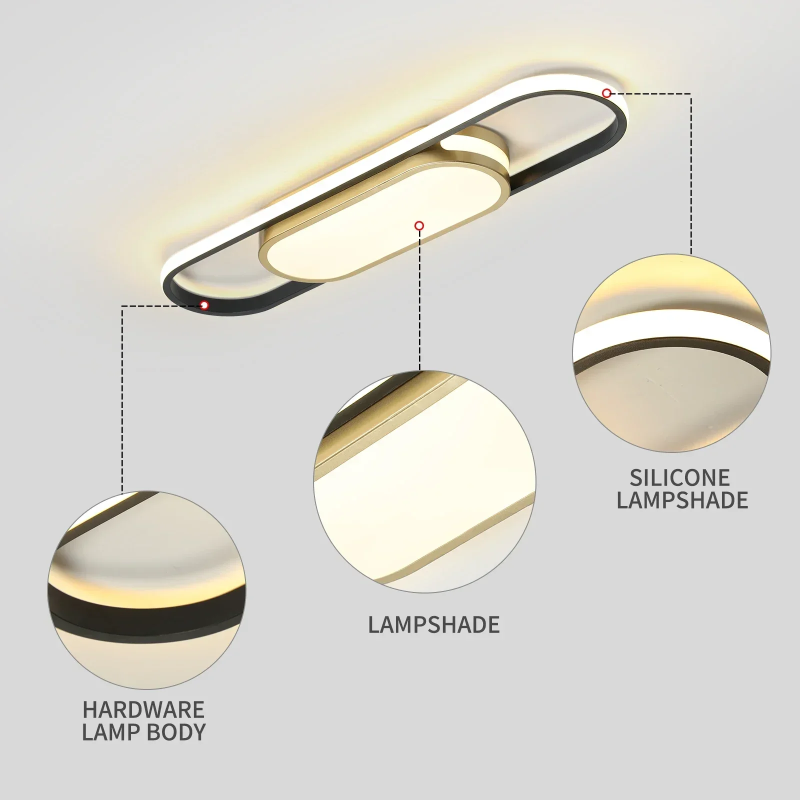 70CM/40W LED Ceiling Lights Dimmable Modern Flush Mount   Lamp with Remote Control  Acrylic Linear 2.3ft (3000-6500K)