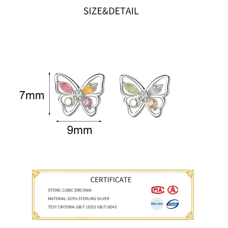 SOFTPIG Real 925 Sterling Silver zircone Ice Butterfly orecchini a bottone per le donne Party Classic Fine Jewelry accessori minimalisti