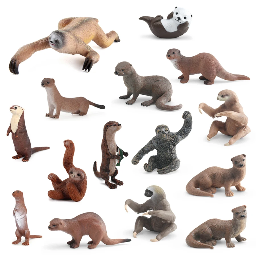 Realistic Sloth River Otter Sea Otter Animal Modle Action Figures Wild Animal Sloths Climb Tree Figurine Educational Toys