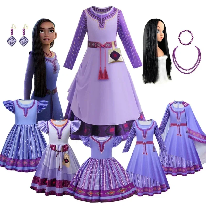 HN 8 2024 Nieuwe Film Wish Asha Kostuum Voor Kinderen Meisje Kinderen Prinses Jurken Halloween Party Jurken Vestido Outifit 8... Gf