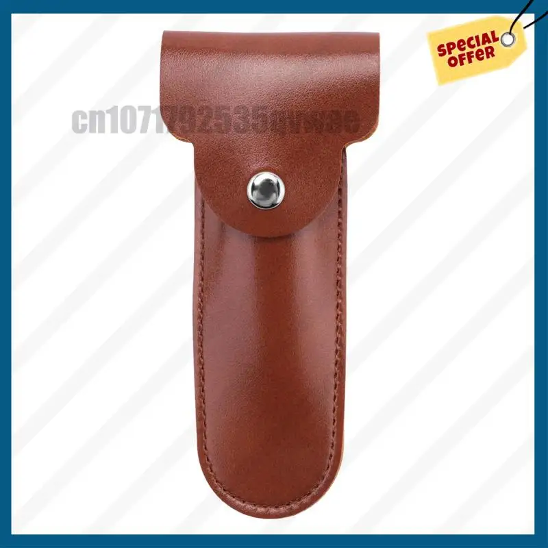 -A89Z Navalha Caso Suporte de Viagem Manual Duplo Borda Navalhas de Segurança Recipiente Bolsa de Couro PU