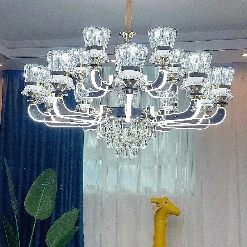 Chandelier living room light modern simple atmosphere high-end light luxury crystal lighting dining room light arm luminous bedr