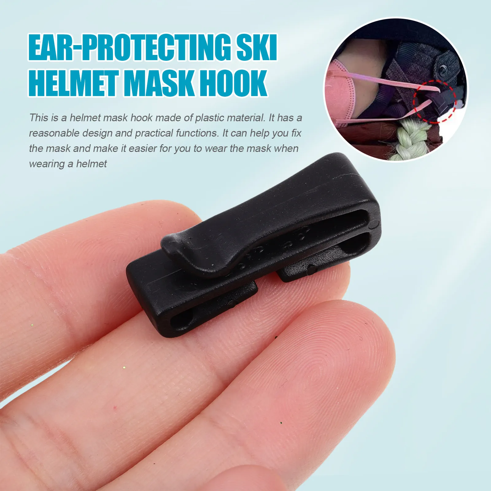 1Pair Mask Clip Professional Plastic Mask Fixing Hook for Skiing Helmets Compatible with Most Ski Snowboard Cycling view 5