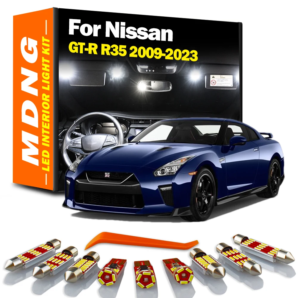 MDNG 11Pcs LED Interior Map Dome Trunk License Plate Car Light Kit For Nissan GT-R GTR R35 2009- 2018 2019 2020 2021 2022 2023