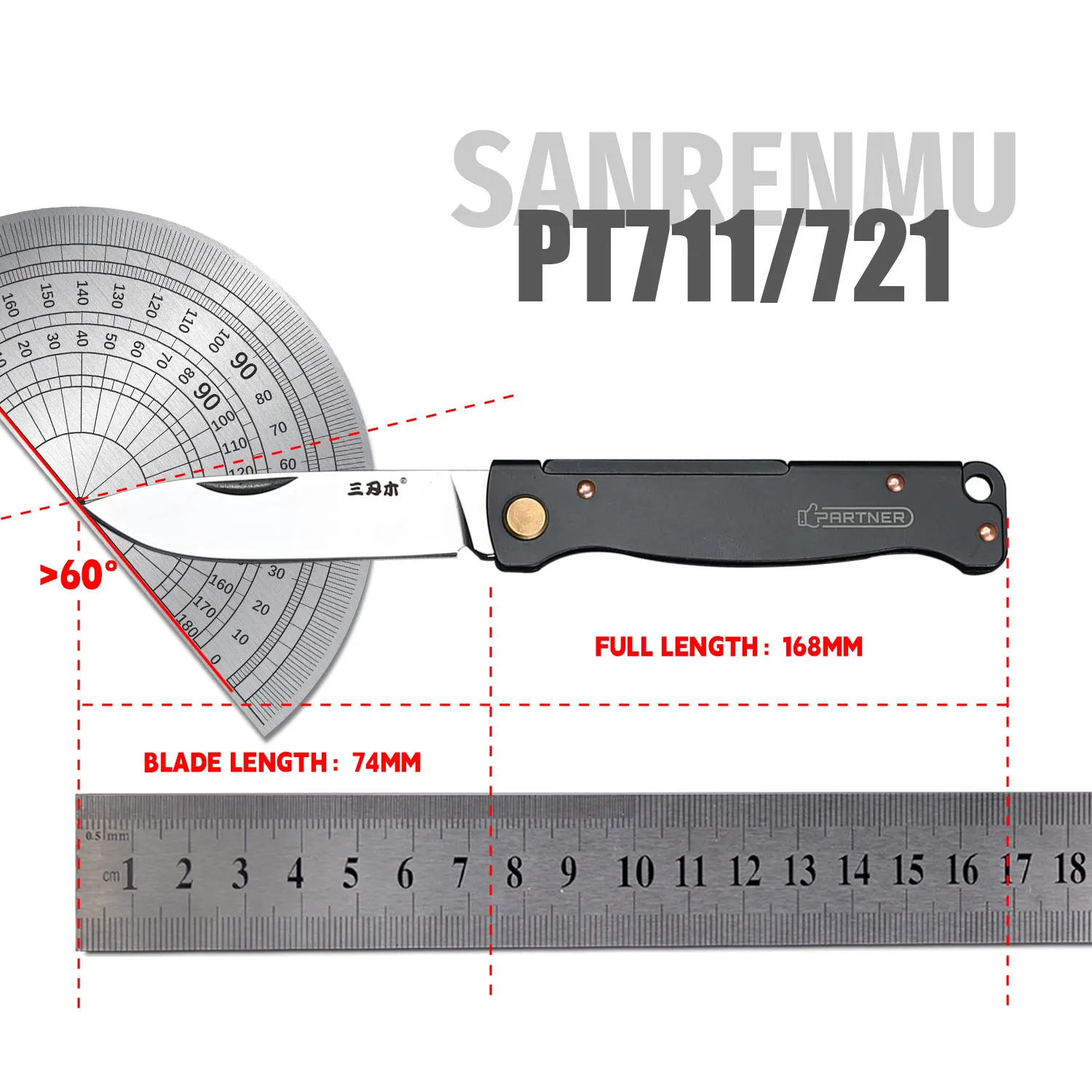 SANRENMU PT711/721 Pocket Folding Knife Outdoor Camping Multifunction Liner Equipped With Scissors 12C27 Steel Blade Tool knives