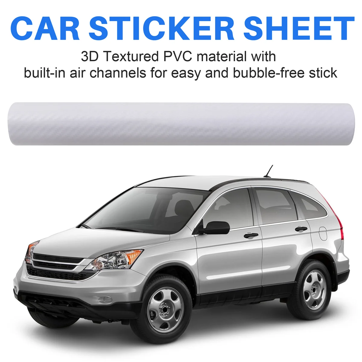 DIY 30x127 3D Carbon Fiber Decal Vinyl Film Wrap Roll Adhesive Car Sticker Sheet Transparent Rich