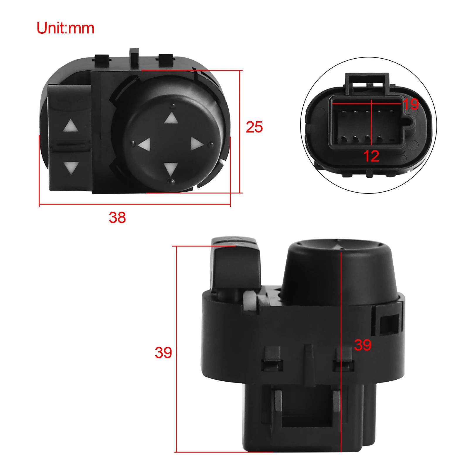 Car Mirror Control Adjustment Switch for Chevrolet Silverado GMC Sierra 1500 2500 HD 3500 HD Rearview Rear 22883768