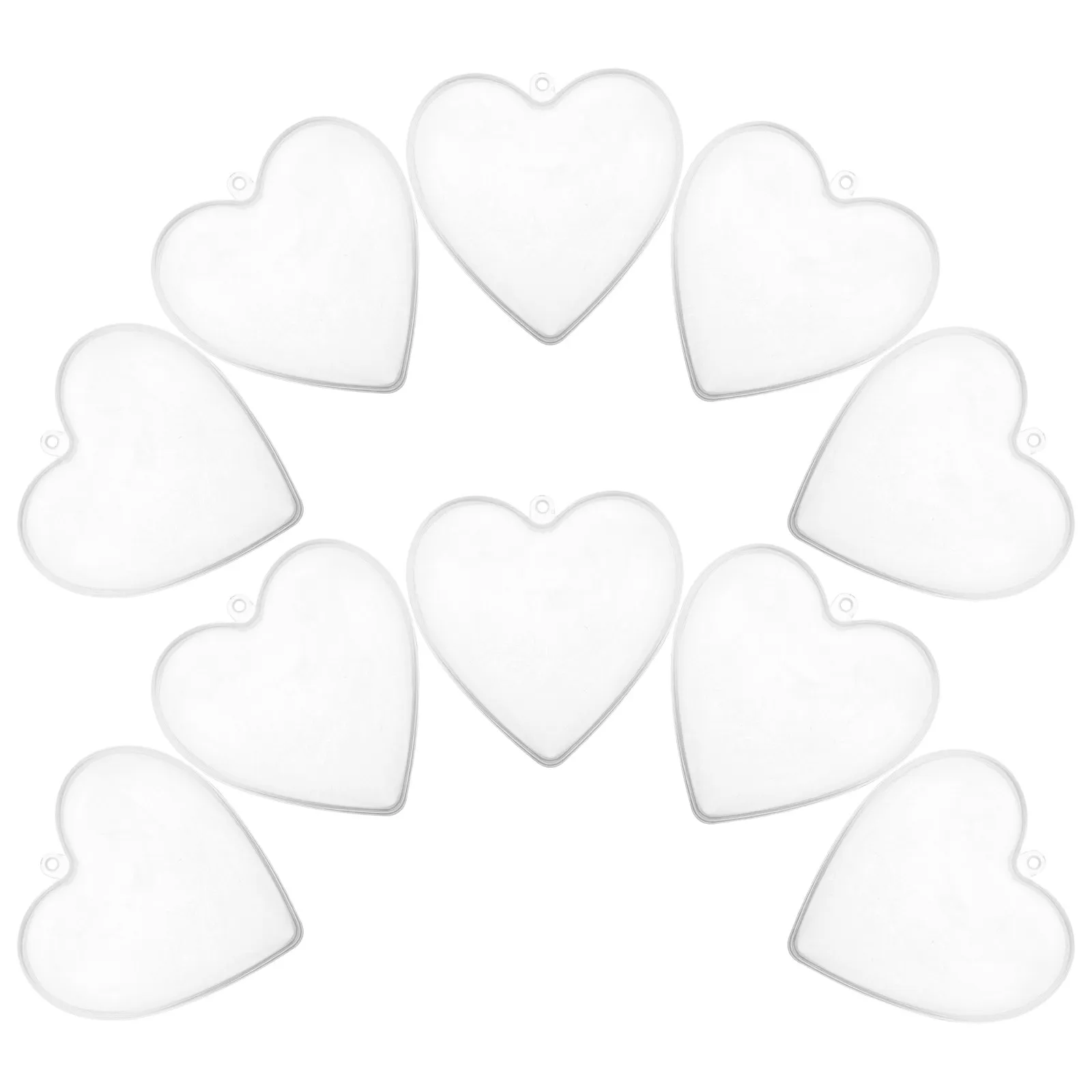 10Pcs Heart Shaped Hollow Ball Decoration Clear Plastic Fillable Baubles for Wedding Valentine DIY Christmas Holiday Decor