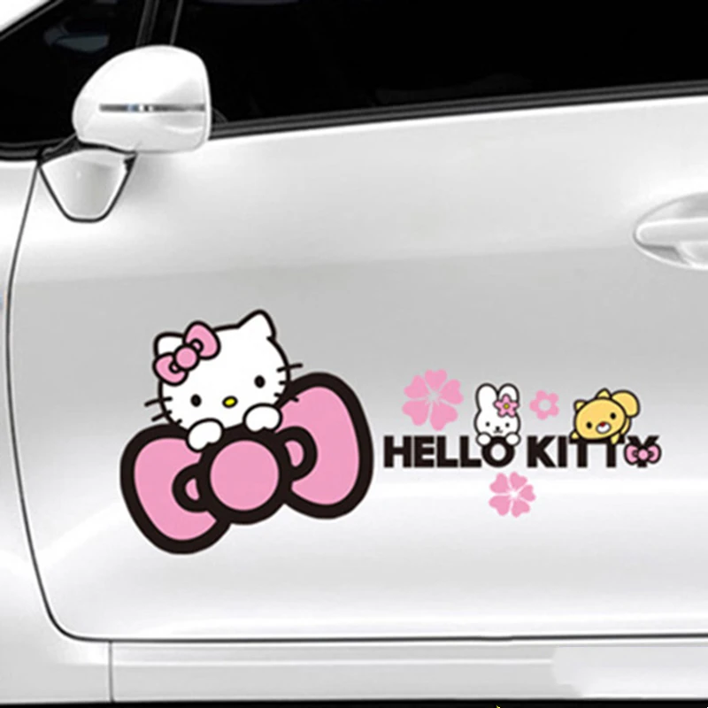 Sanrio Cute Hello Kitty Series Car Sticker Kawaii Motorcycle Decoration Reflective Sticker Children\'s Toy Birthday Gift