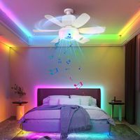 2 in 1 RGB Ceiling Fan Light Remote Control with Bluetooth Music Hanging Fan with LED Light Speed Adjustable Eye Protection